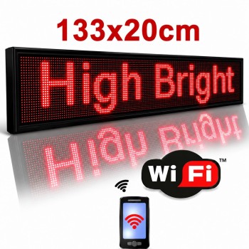 Επιγραφή Κυλιόμενη Πινακίδα LED Κόκκινη με WiFi 133x20cm
