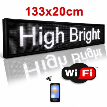 Επιγραφή Κυλιόμενη Πινακίδα LED λευκό με WiFi 133x20cm
