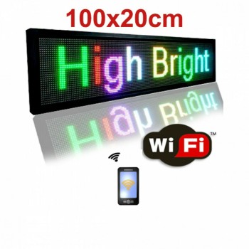 Επιγραφή Κυλιόμενη Πινακίδα LED RGB Πολύχρωμη με WiFi 100x20cm