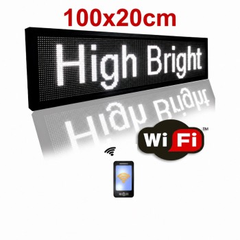 Επιγραφή Κυλιόμενη Πινακίδα LED λευκό με WiFi 100x20cm